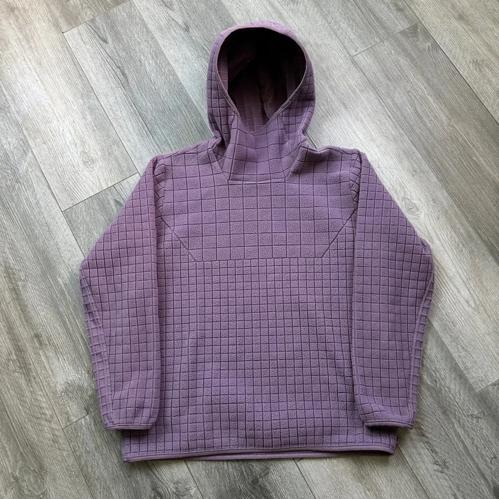 Lululemon Purple Grid Fleece Hoodie Pullover Soft Quilted Texture Women's
